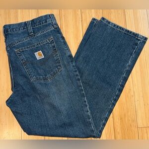 Carhartt Holter Relaxed Fit Jeans Size 34 X 30 Dark Wash 101483-980 Farm Preppy